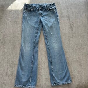 American Eagle Low Rise Flare Jeans Medium Wash Blue Denim Size 4 Regular 29